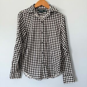 Ralph Lauren Non-Iron Houndstooth Button-Down Shirt Size XXS